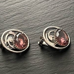 Gorgeous Purple Faceted Clip On Earrings